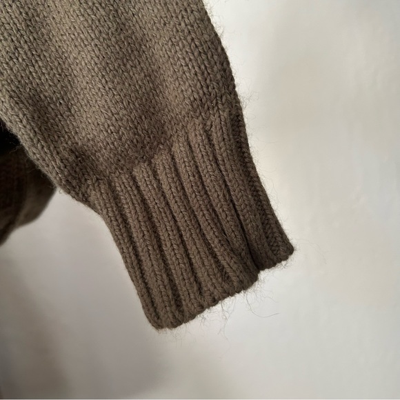 Olive Green Asymmetrical Turtleneck Sweater - Picture 13 of 16